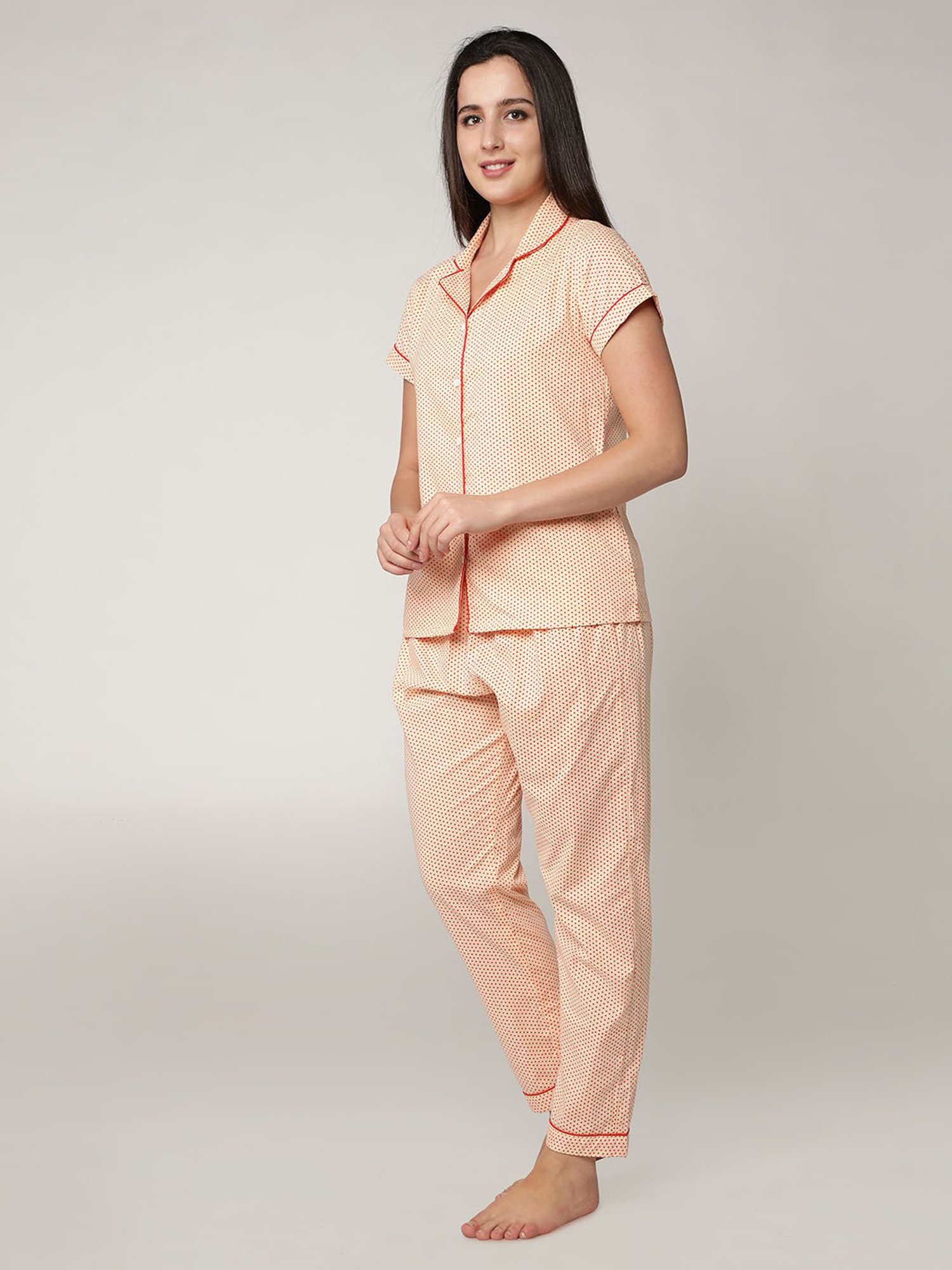 N-Gal Orange Printed Shirt with Pyjamas