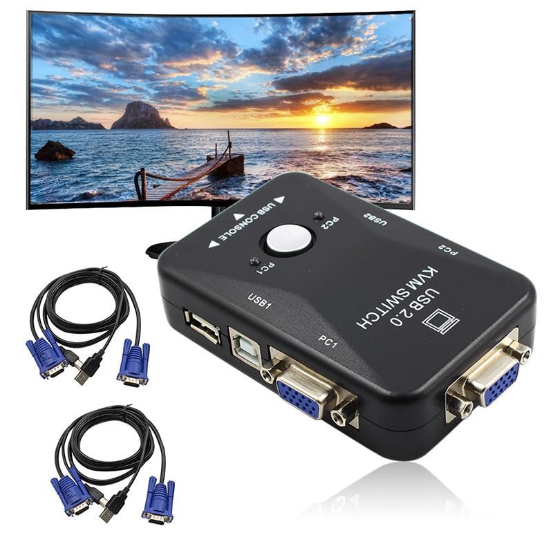 USB2.0 2-Port KVM Switcher Switch Box Mouse/Keyboard/VGA Video Monitor 1920x1440