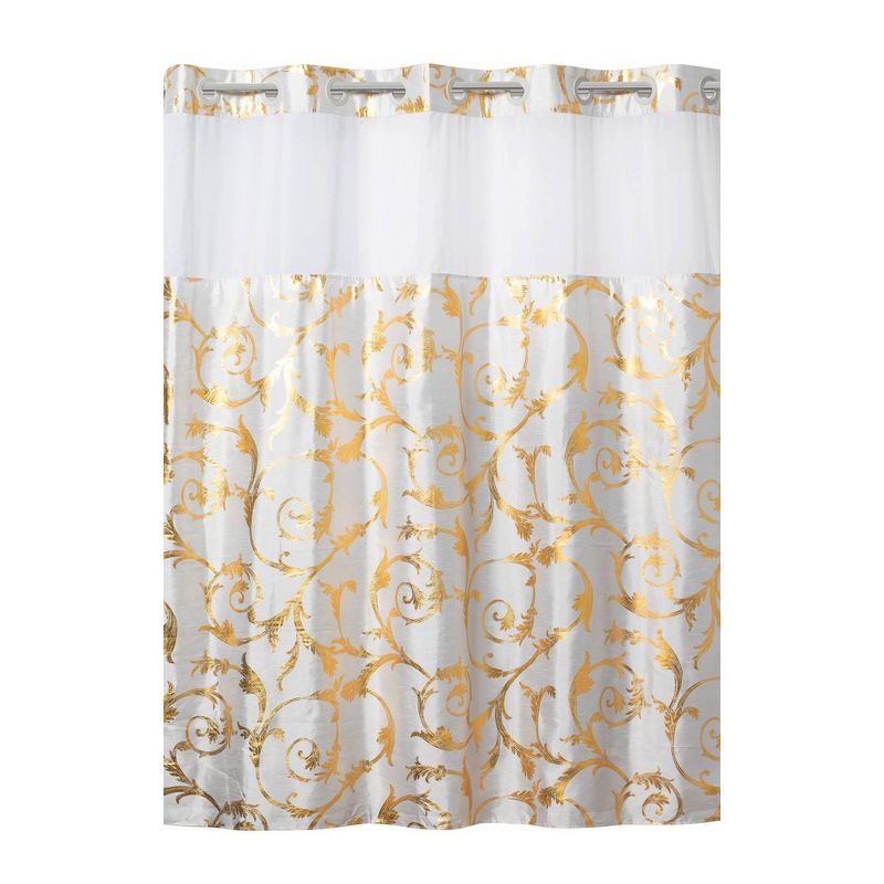 Tassel Shower Curtain with Fabric Liner Gold - Hookless