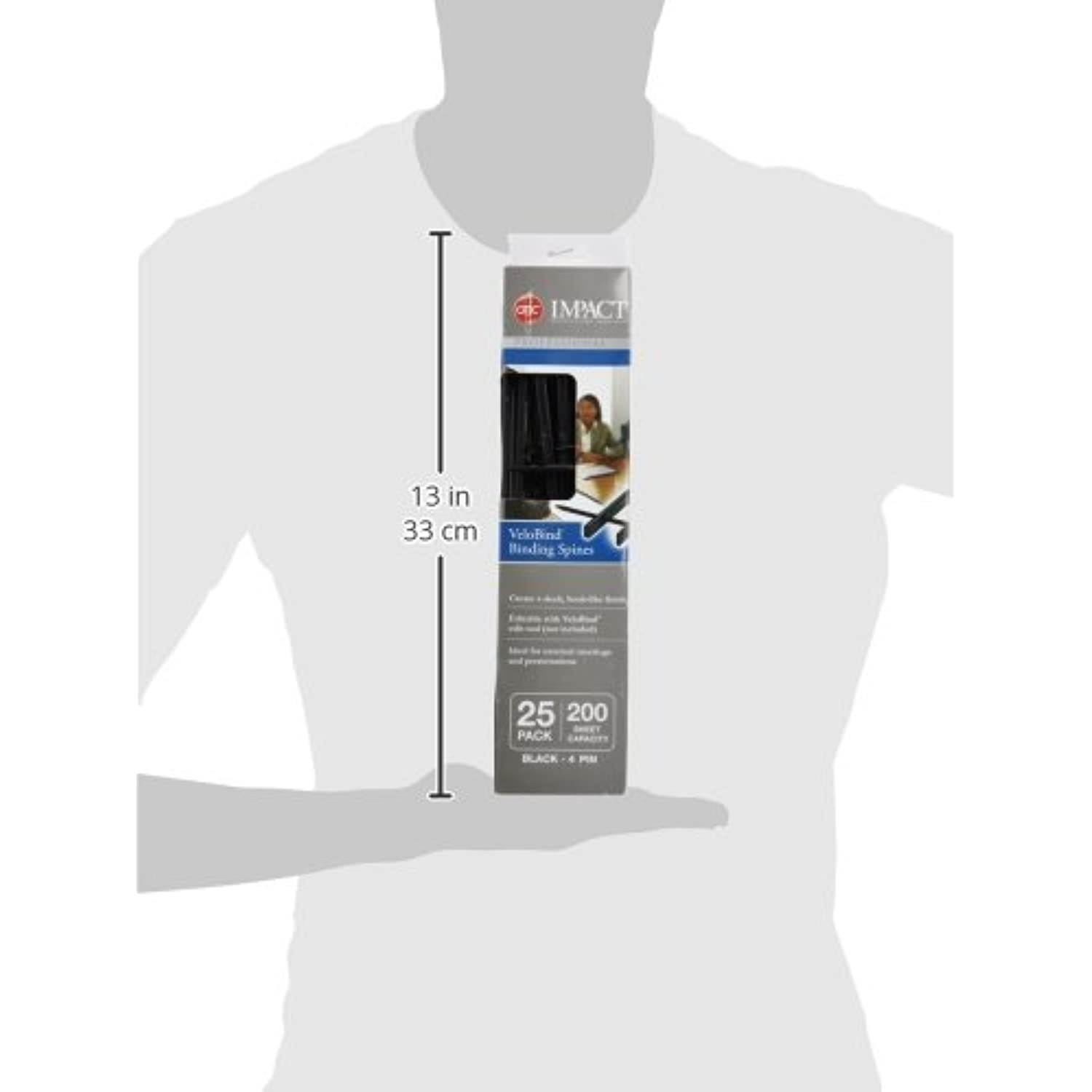 GBC Binding Spines, Reclosable, 2" Depth, 4 Pin Spines, 200 Sheet Capacity, VeloBind, Black, 25 Pack (9741630)