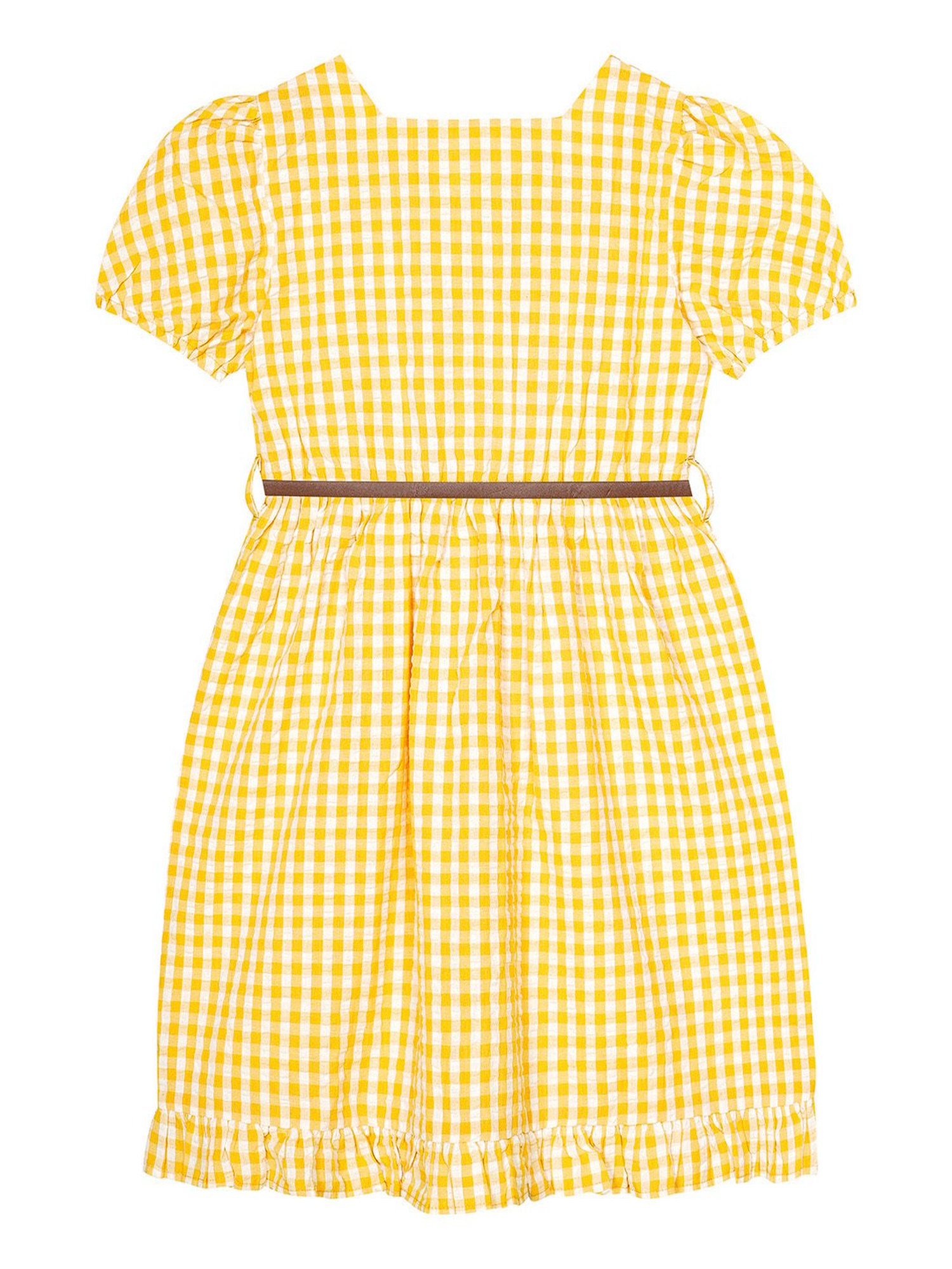 Budding Bees Kids Mustard Checks Shirt Dress