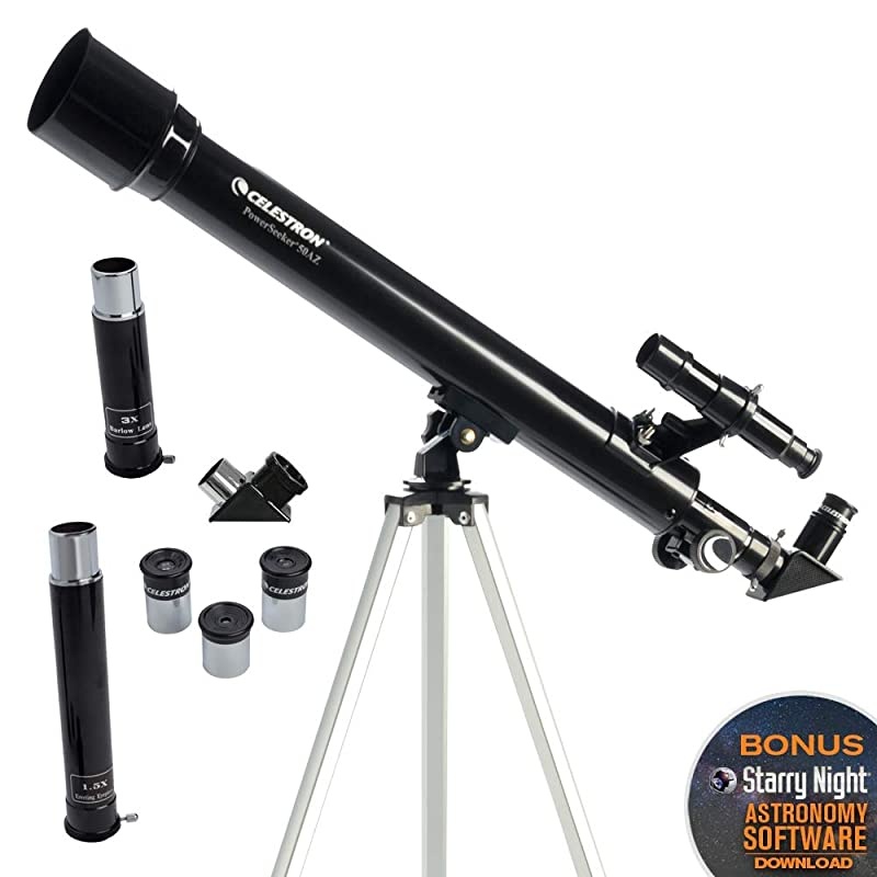 PowerSeeker 50AZ Telescope Manual AltAzimuth Telescope for Beginners Compact and Portable BONUS Astronomy Software Package 50mm Aperture