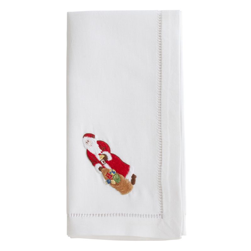 Saro Lifestyle Christmas Table Napkins With Embroidered Santa Design (Set of 6)