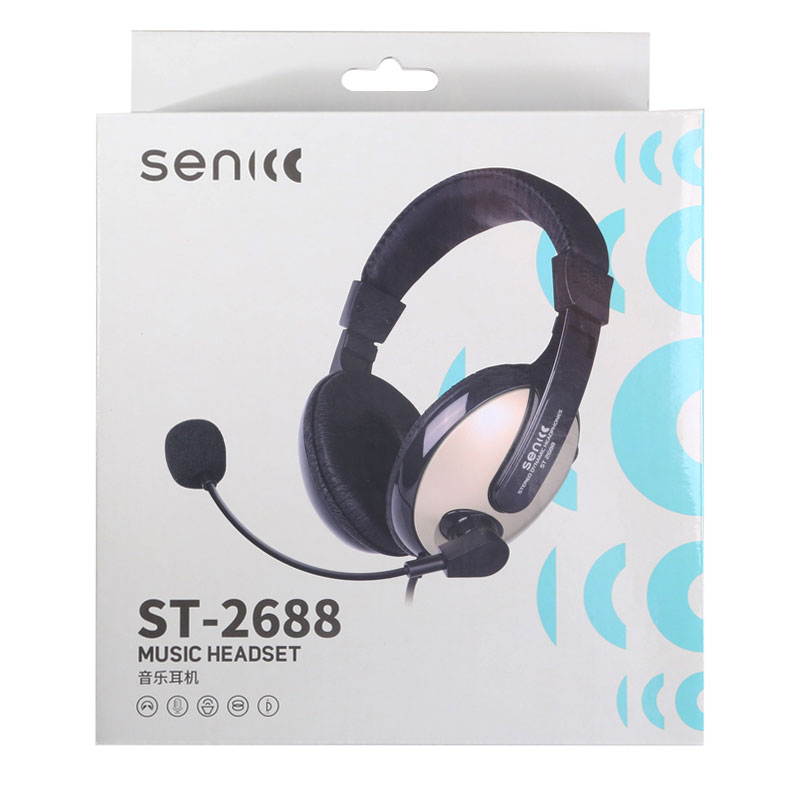 SENICC ST-2688 Stereo Audio Headset with Mic 3.5mm Dual Plugs, Computer Headphones for School Teaching Video Chat Online Class