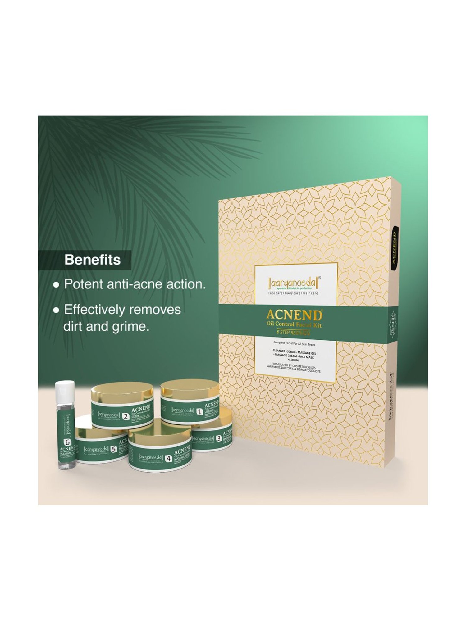 Aryanveda Acnend Oil Control Facial Kit, A Complete Solution With 6 Step Regimen