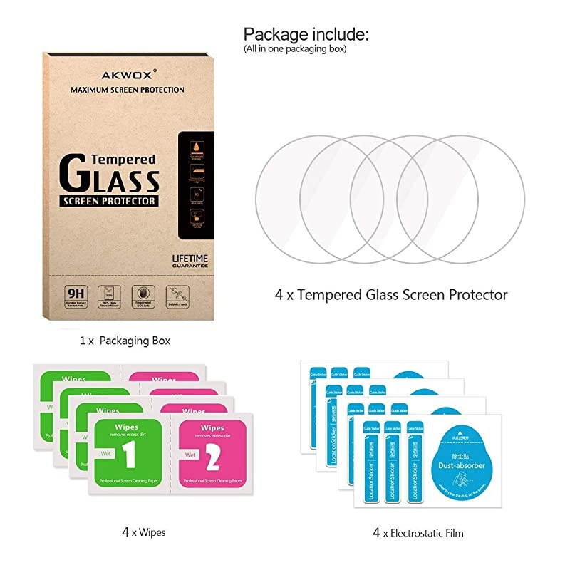 4 Pack  Compatible for Garmin Instinct Smartwatch Tempered Glass Screen Protector 25D Arc Edges 9 Hardness HD AntiScratch BubbleFree Lifetime Replacement Warranty