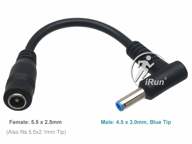 DC Power Cord Laptop Adapter Tip Connector Converter Cable for HP Pavilion Envy Sleekbook Ultrabook 4.5*3.0mm Male Blue Tip, 5.5*2.5mm Female