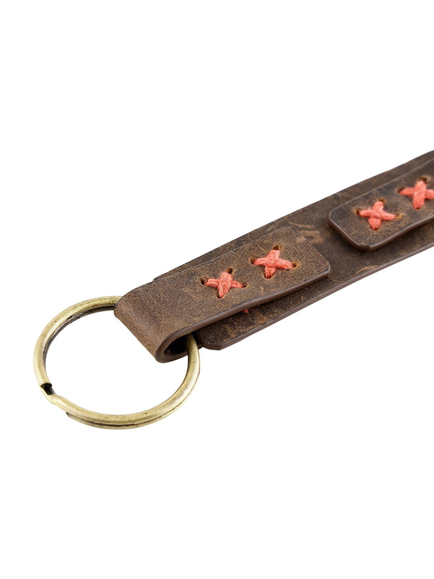 SASSORA Sliver Leather Keychain Key Ring Holders Anniversary Gift, Birthday Gift - Pack of 2