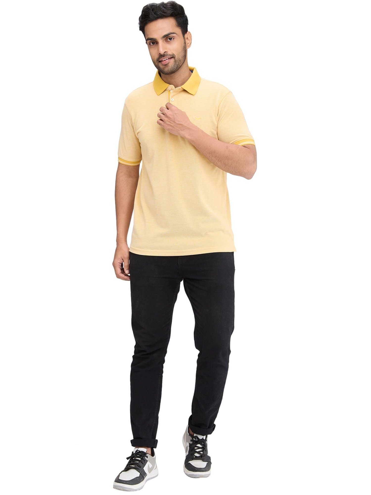 Park Avenue Yellow Slim Fit Polo T-Shirt