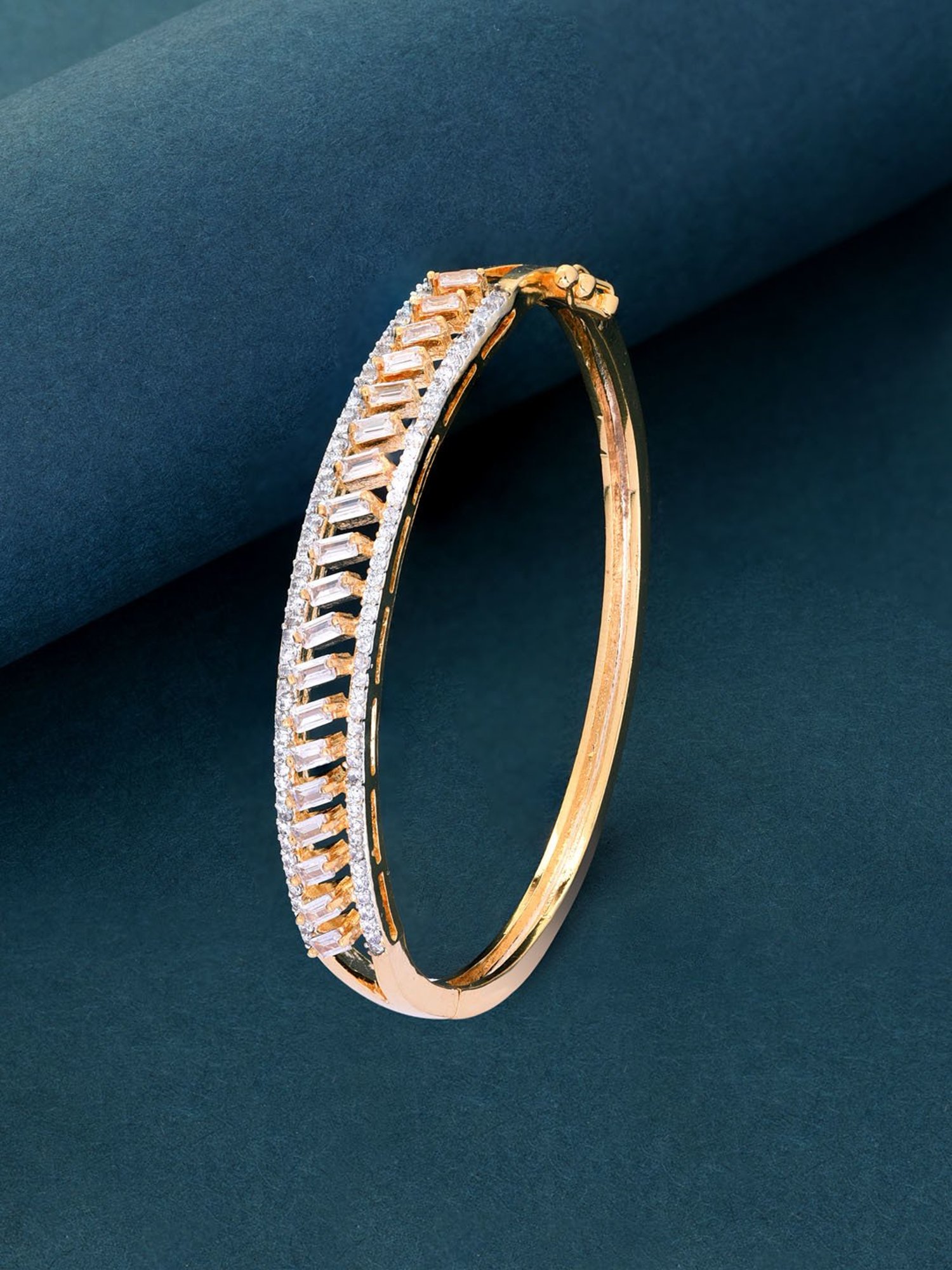 Fida American Diamond Gold-Plated Bangle-style Bracelet for Women