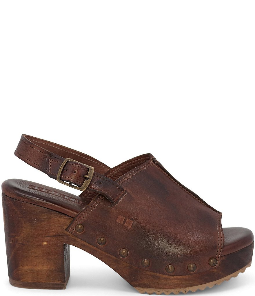 Bed Stu Marie Leather Block Heel Sling Back Platform Sandals