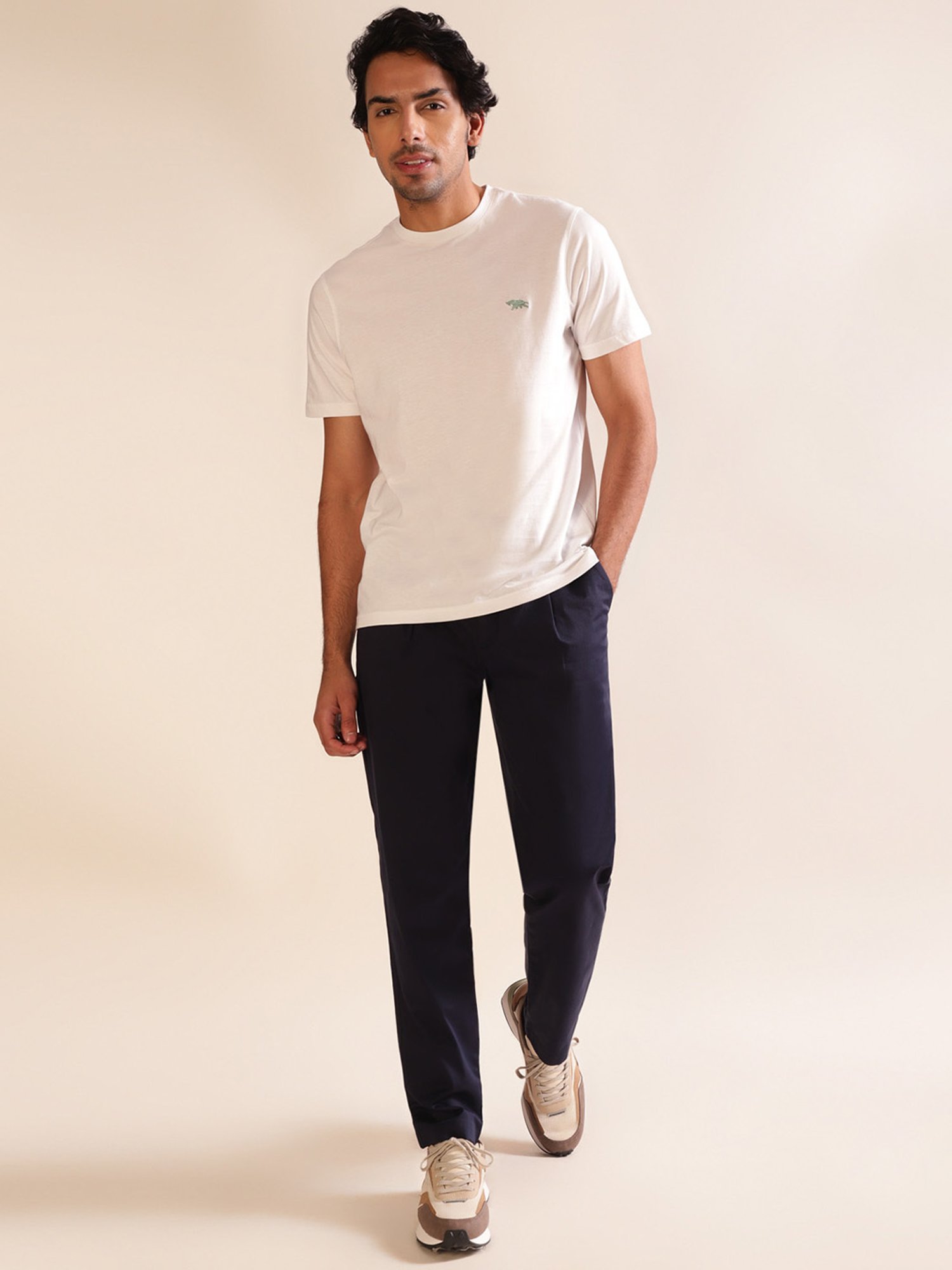 ANDAMEN White Regular Fit Crew T-Shirt