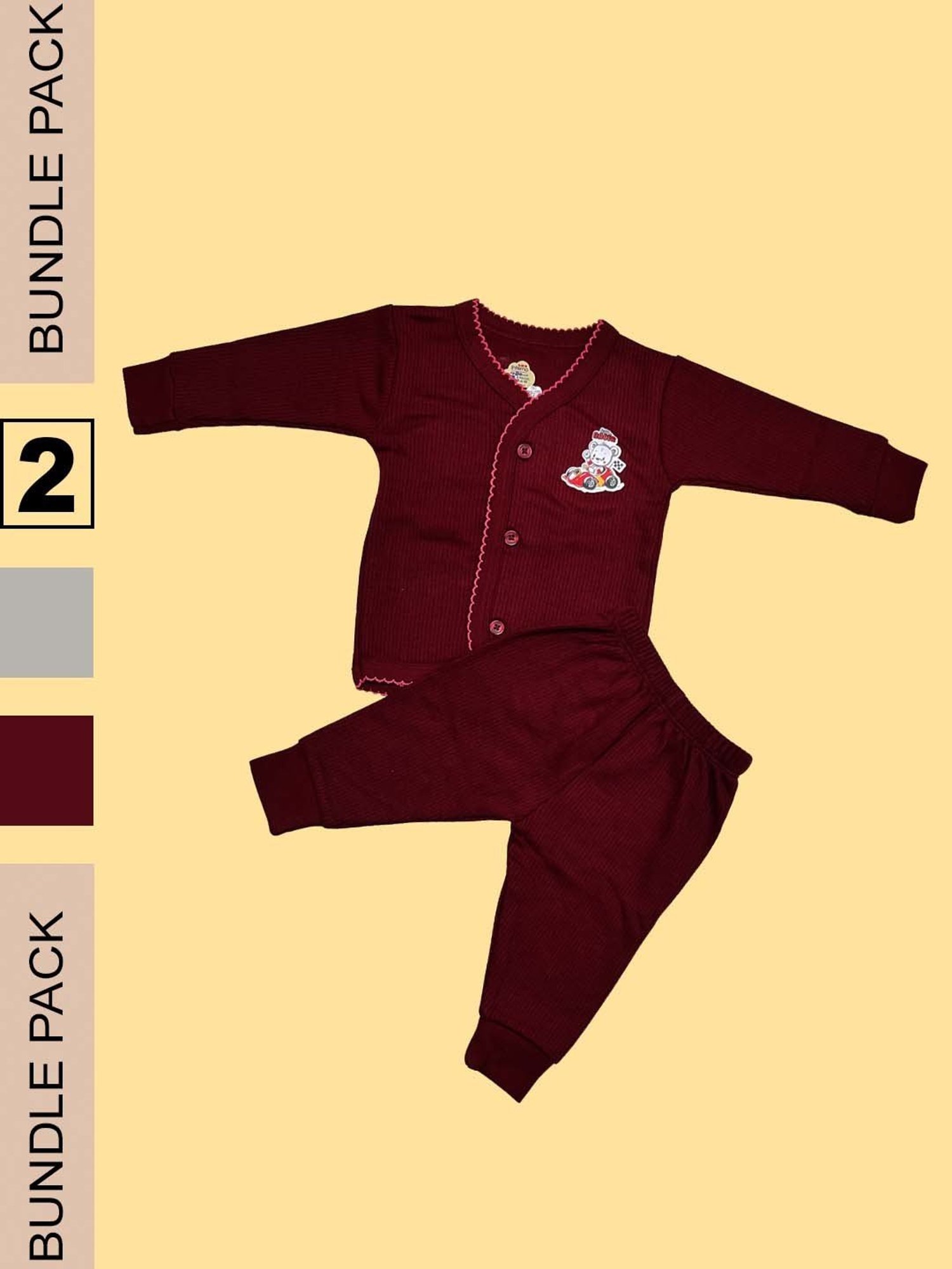 LUX Inferno Kids Maroon & Grey Printed Full Sleeves Thermal Set(Pack of 2)