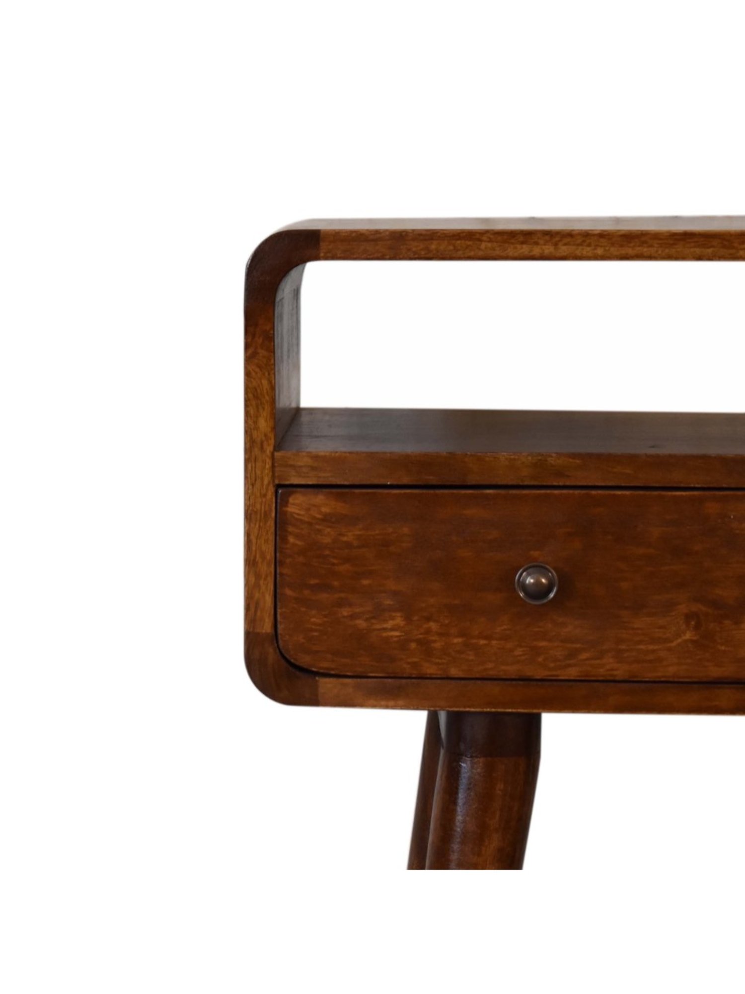 Artisan Furniture Mini Chestnut Brown Wood Curved Console Table