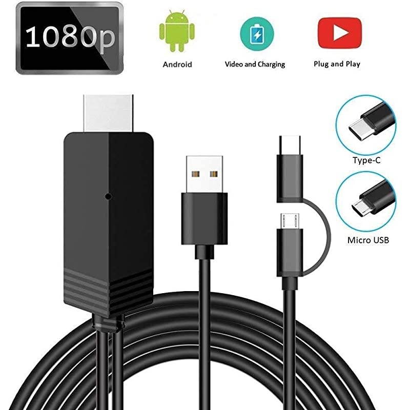 2in1 USB Type CMicro USB to HDMI Cable  66ft MHL to HDMI Adapter 1080P HD HDTV Mirroring Charging Cable for All Android Smartphones to TVProjectorMonitor
