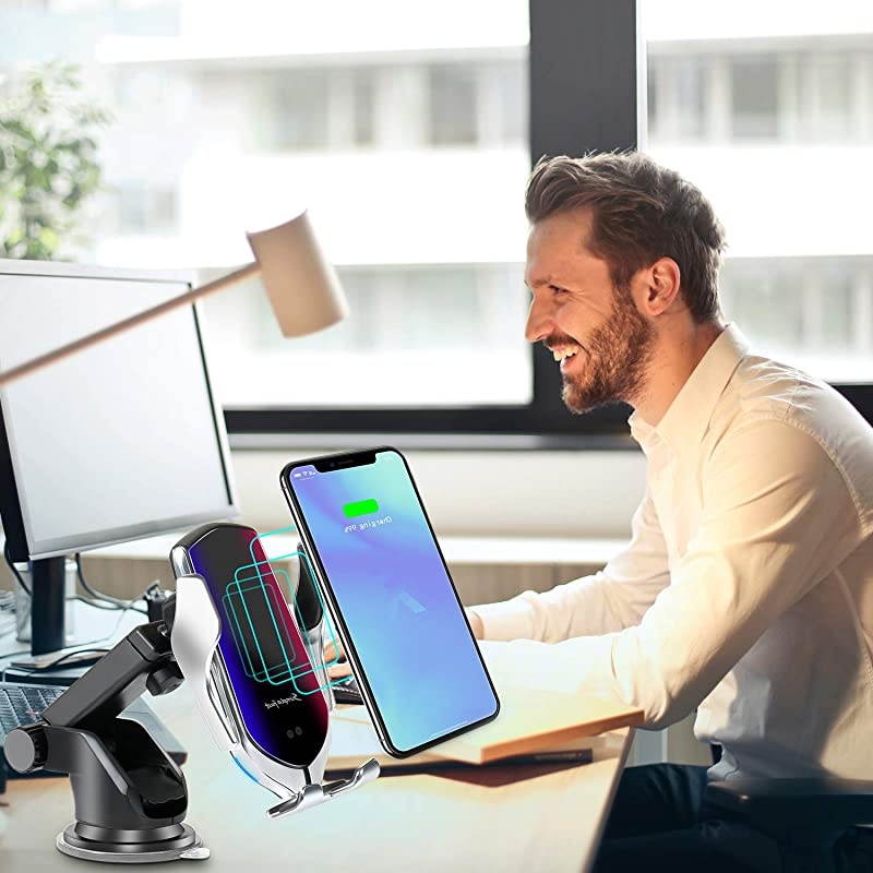 Wireless Charger Car Mount Smart Sensor Qi Fast Wireless Car Charger Mount Auto Clamping Car Phone Holder Compatible iPhone 81011XsXs MaxXR Samsung Galaxy S9S10S20Plus Note910