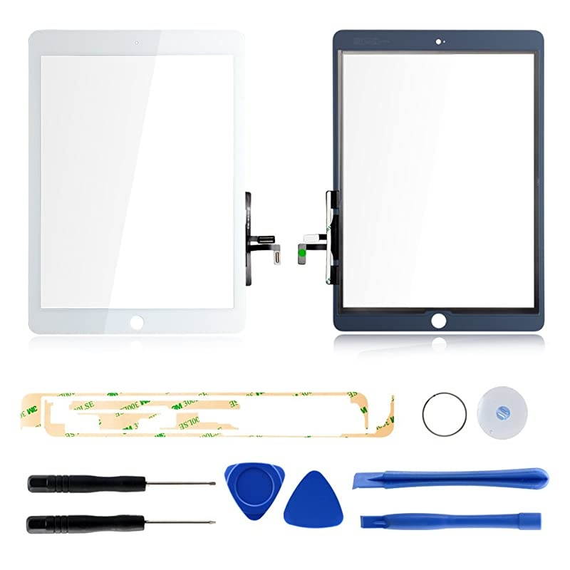 Replacement for iPad 5th Gen 97quot 2017 Ver A1822 A1823 Touch Screen Glass Assembly with Repair Toolkits and Adhesive White
