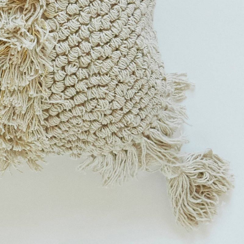 20"x20" Oversize Square Throw Pillow with Lurex Natural/Gold - Patina Vie