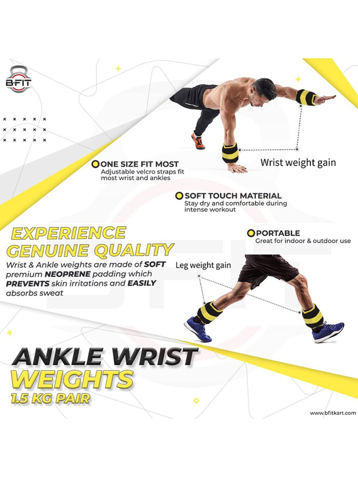 B Fit Fully Adjustable Ankle/Wrist Weight (Black)