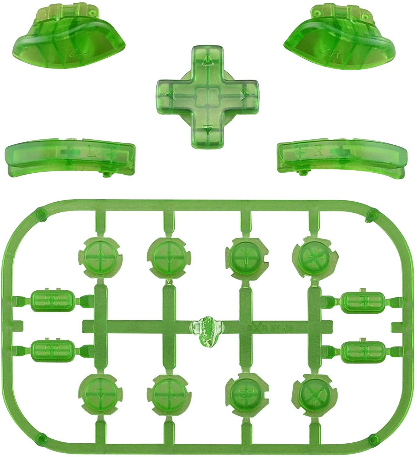 Transparent Clear Green D-pad ABXY Keys SR SL L R ZR ZL Trigger Buttons Springs, Replacement Full Set Buttons Fix Kits for Nintendo Switch Joycon (D-pad ONLY Fits for eXtremeRate Joycon D-pad Shell)