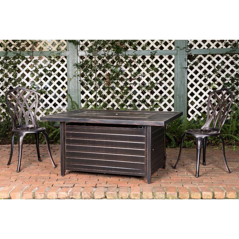 Sawyer Brushed Bronze Rectangle Aluminum LPG Fire Pit - Fire Sense