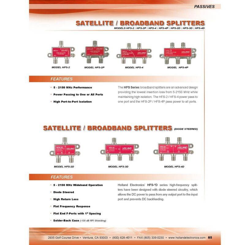 3-Way HD RF Cable TV 2150 Mhz Splitter