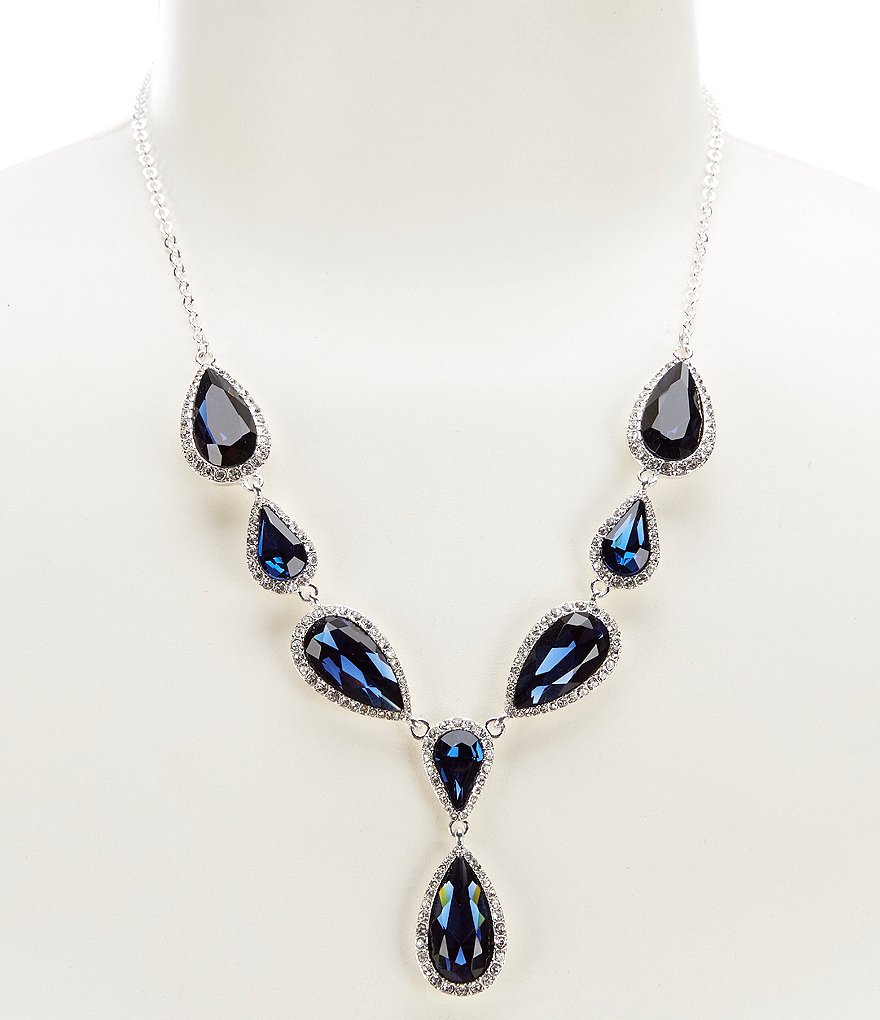 Gemma Layne Multi Pave Teardrop Frontal Necklace