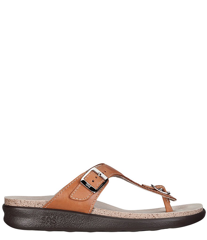 SAS Sanibel Leather Thong Wedge Sandals