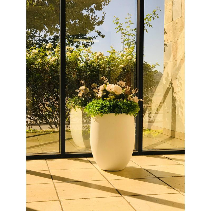 21.7" Lightweight Concrete Outdoor Bowl Planter Pure White - Rosemead Home & Garden, Inc.