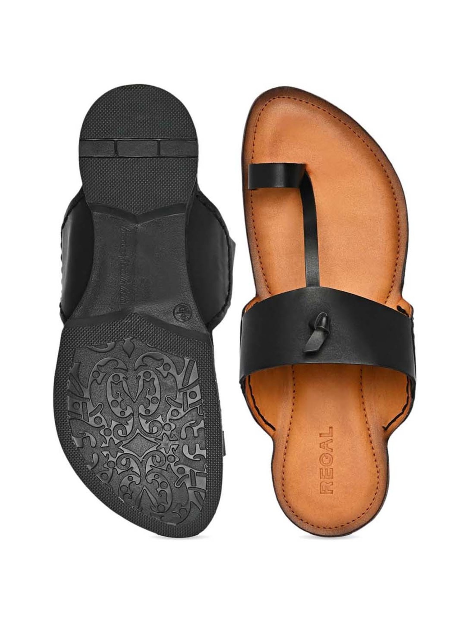 Regal Men's Black Toe Ring Sandals