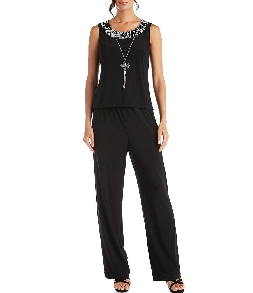 R & M Richards Printed Matte Jersey 3 Piece Duster Pant Set