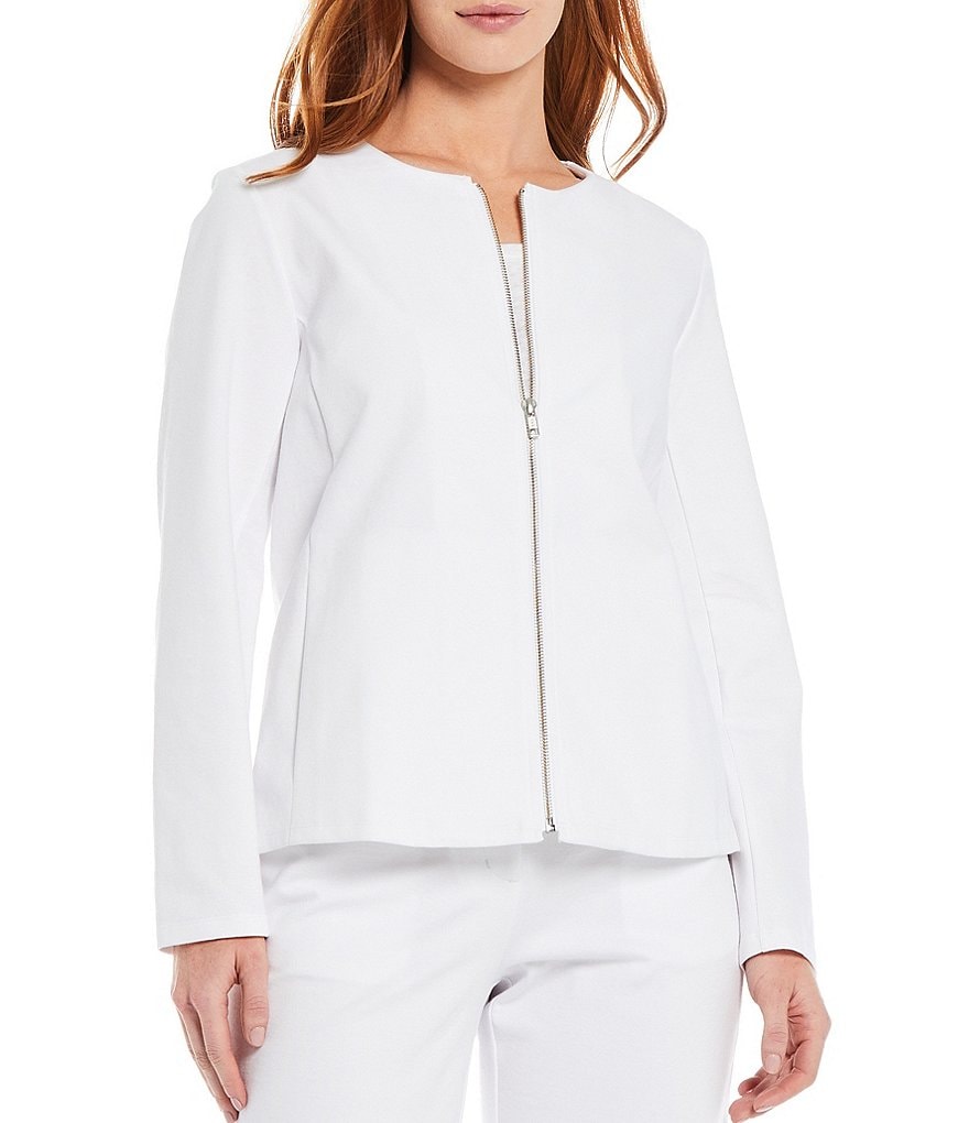 Ali Miles Petite Size Open Mesh Two Button Front 3/4 Sleeve Jacket