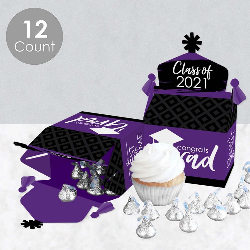 Big Dot of Happiness Purple Grad - Best is Yet to Come - Treat Box Party Favors - 2021 Purple Graduation Party Goodie Gable Boxes - Set of 12