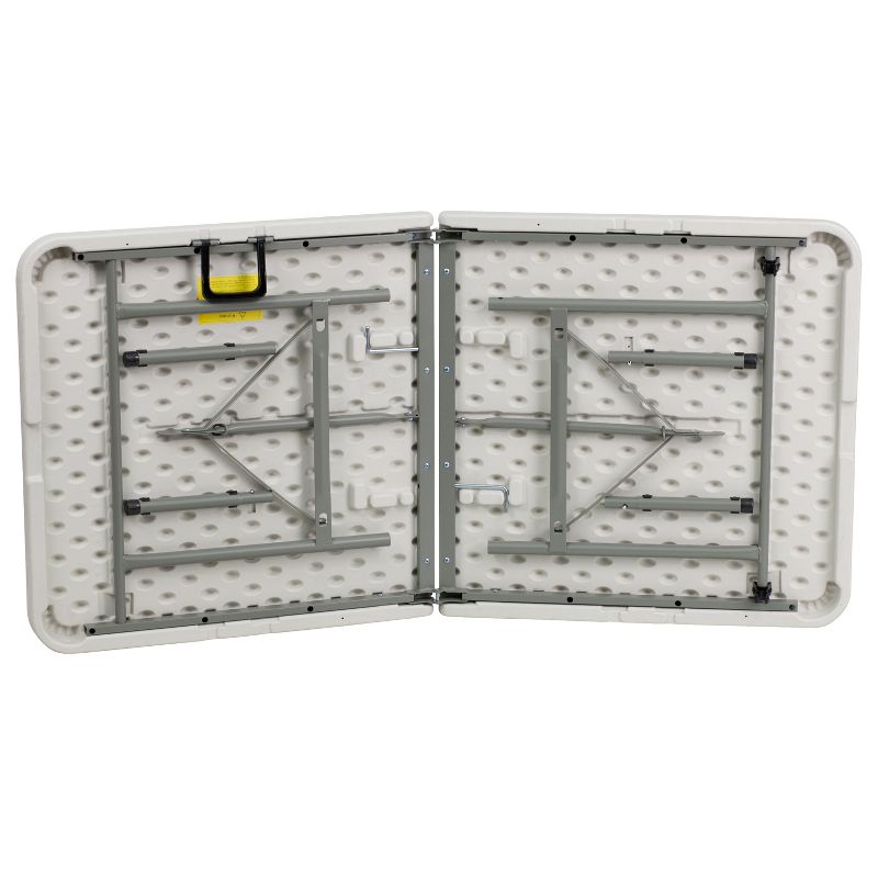 Emma and Oliver 5-Foot Bi-Fold Granite White Plastic Folding Table with Handle - Event Table