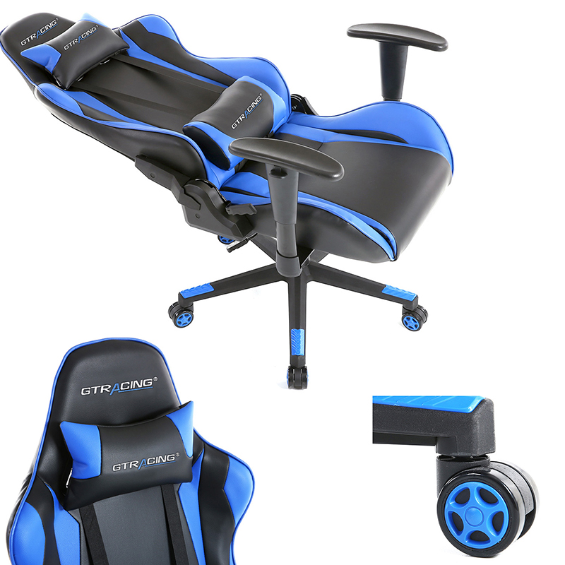Gaming Chair, Racing Style Computer Desk Chair Padded Armrests Ergonomic Lumbar Support Adjustable Height