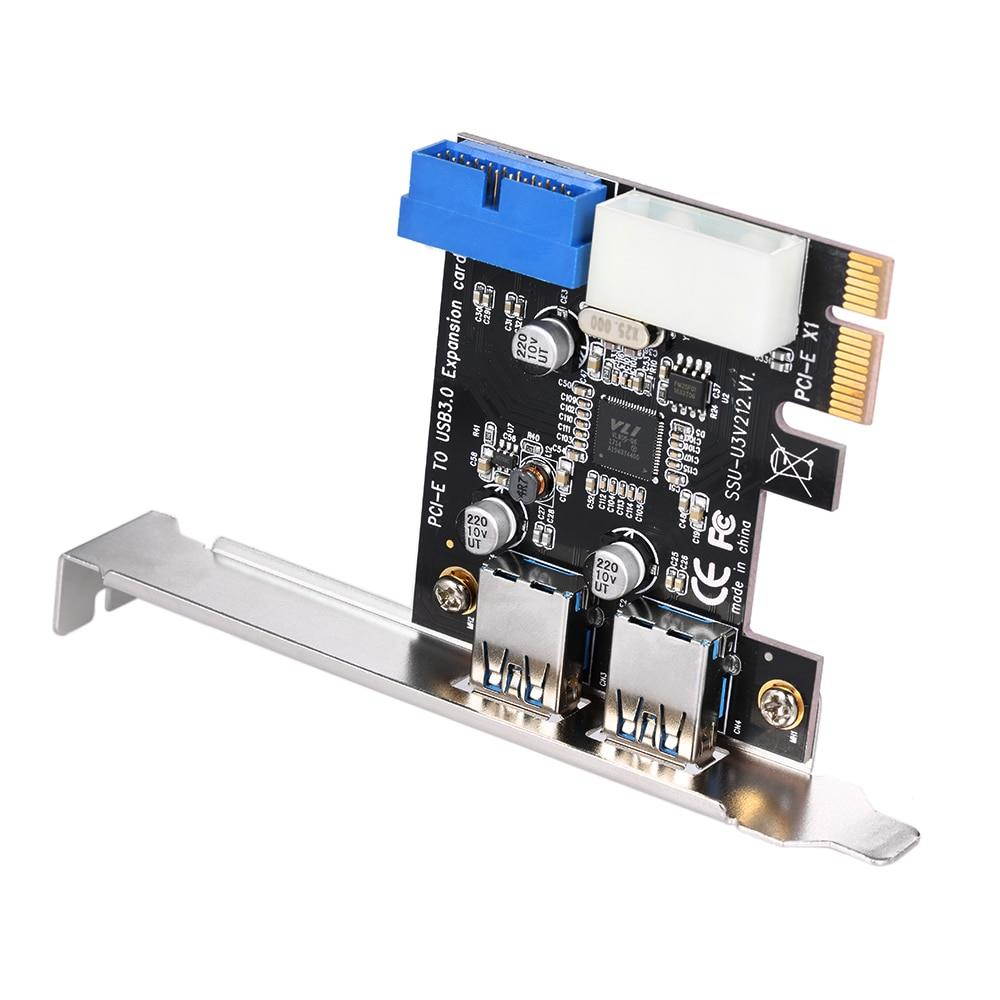 Super S2 USB 3.0 Ports PCI-E PCI Express Expansion Card Host Card with USB 3.0 19-pin Power Connector 4-pin IDE Power Connector