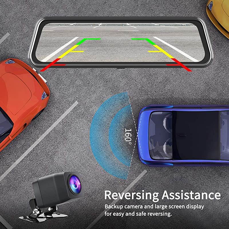 H610 10" 2.5K Mirror Dash Cam for Cars with Full Touch Screen, Waterproof Backup Camera Rear View Mirror Camera, Enhanced Night Vision with Sony Starvis Sensor, Parking Assistance