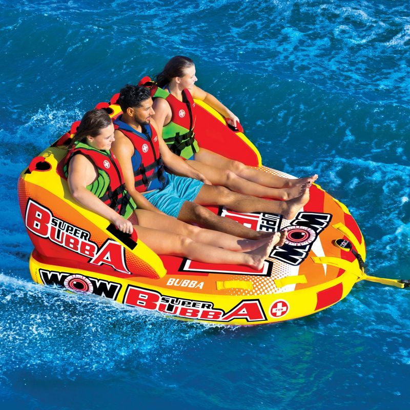 Wow Super Bubba Inflatable 3 Person Deck Seating Towable Water Floating Tube