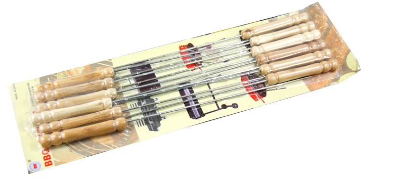 12pcs Barbeque Skewer Needle BBQ Kebab Souvlaki Stainless Steel Stick Utensil