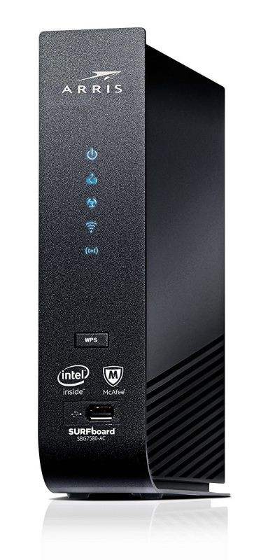 ARRIS SURFboard SBG7580AC 32x8 DOCSIS 3.0 Cable Modem / AC1750 Wi-Fi Router / McAfee Whole Home Internet Protection- Black