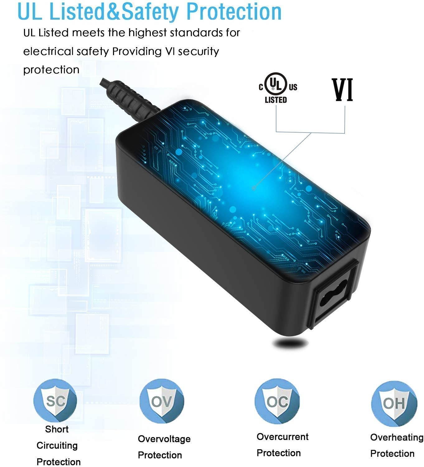 UL Listed Superer AC Charger Compatible with Toshiba Satellite P770 P770D P775 P775D P840 P840T P845 P845T P850 P855 P870 P875 Laptop Adapter Power Supply with Extra Cord