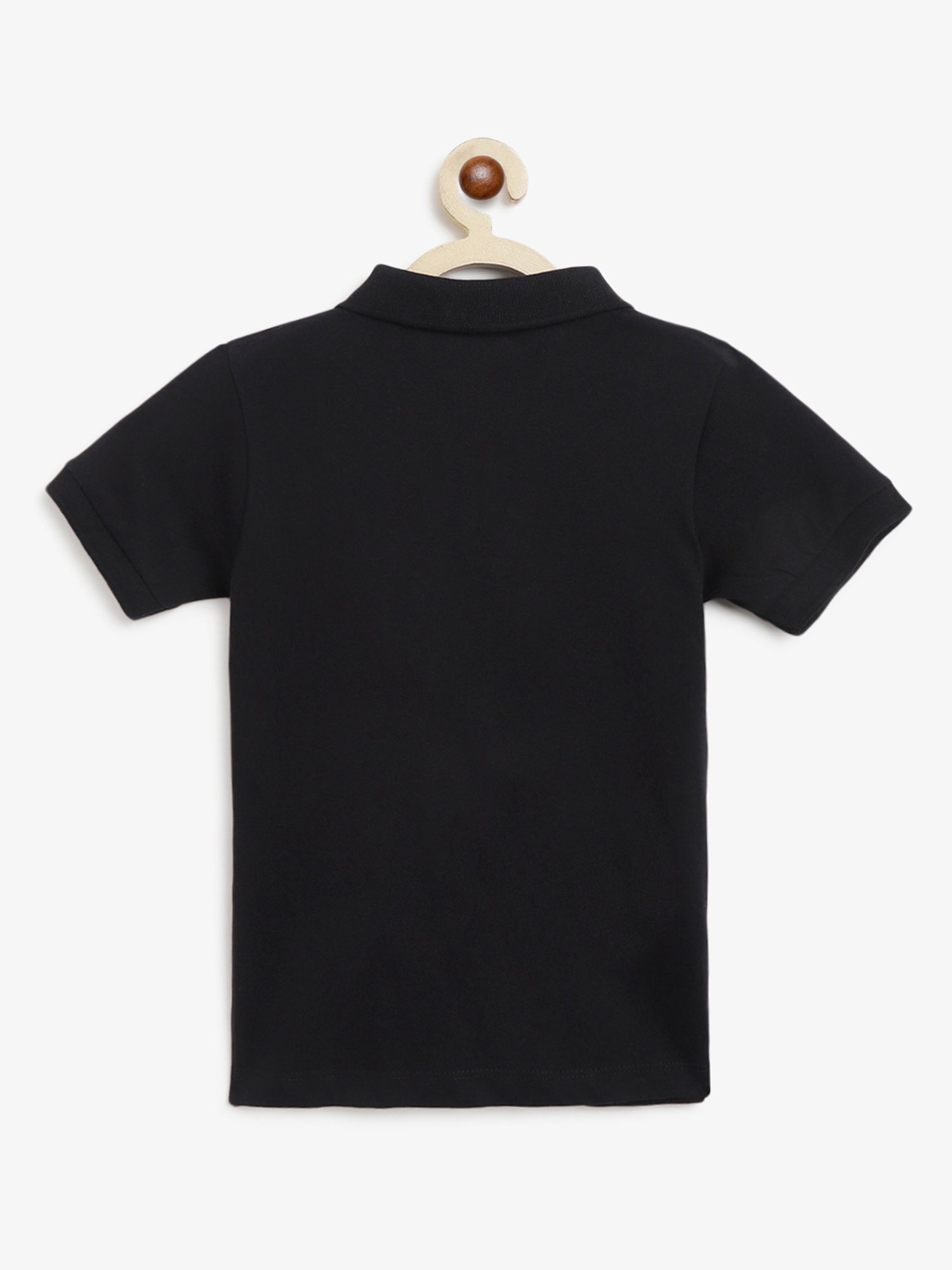 Campana Kids Black Solid Polo T-Shirt