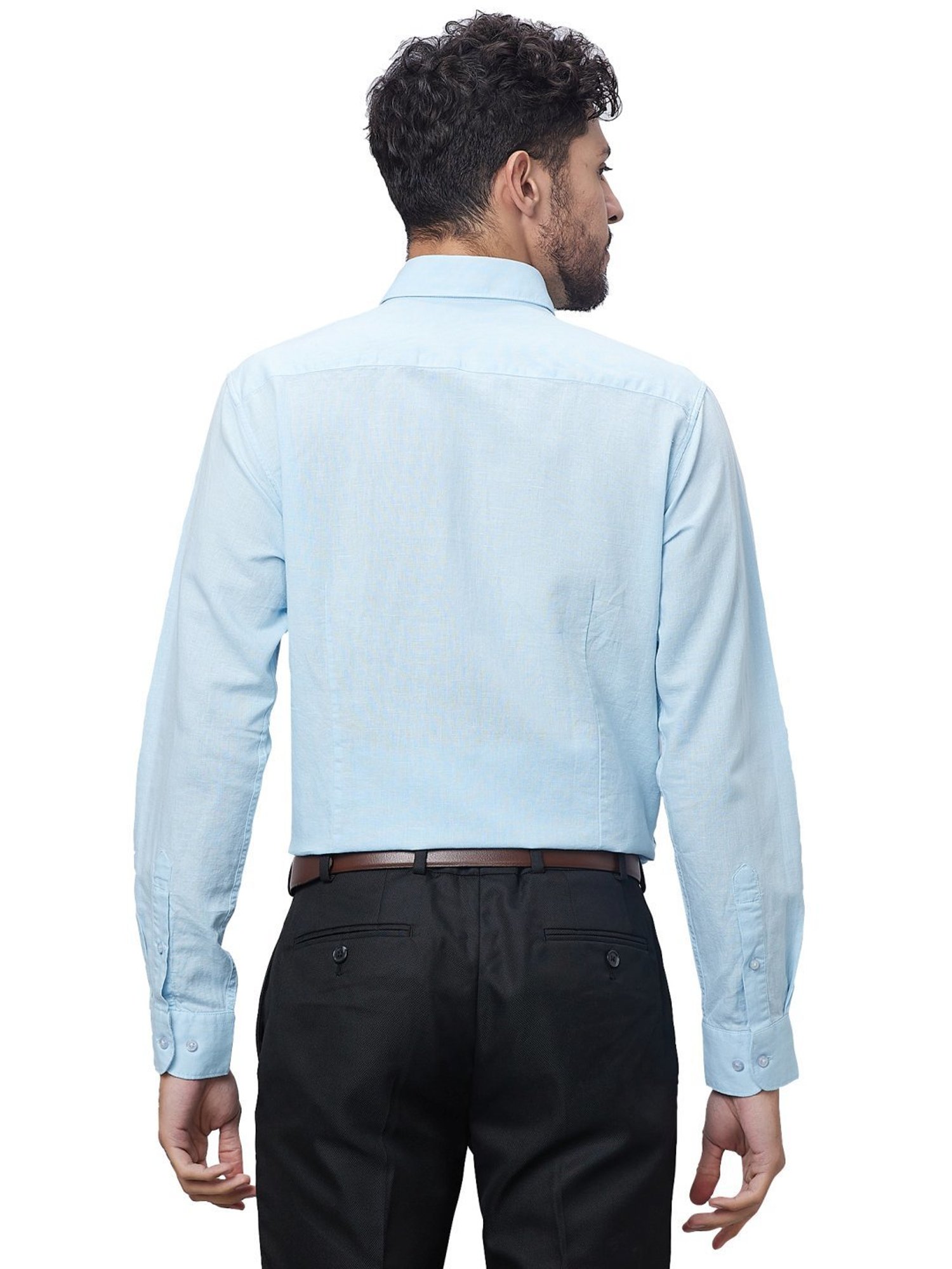 Raymond Aqua Cotton Linen Slim Fit Shirt