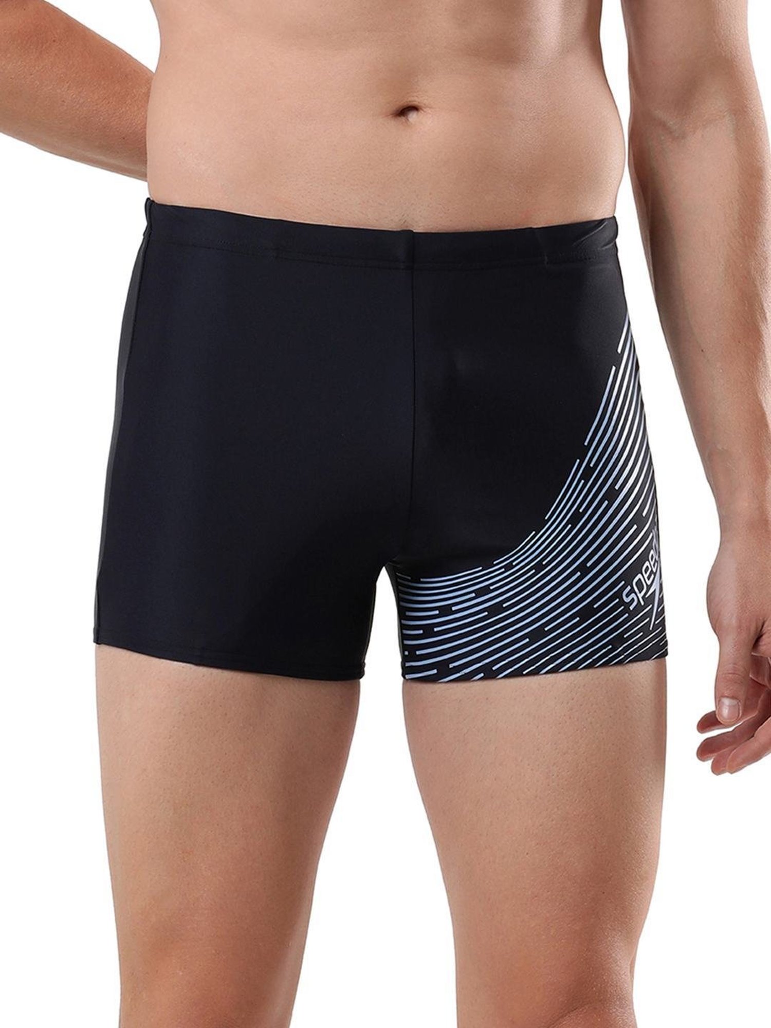 Speedo Navy Regular Fit Self Pattern Swimwears