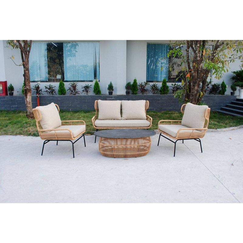 Pine Crest 4pc Loveseat Seating Group - Black - Courtyard Casual