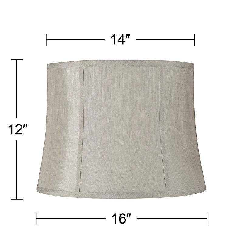 Springcrest Medium Round Softback Gray Lamp Shade 14" Top x 16" Bottom x 12" High (Spider) Replacement with Harp and Finial