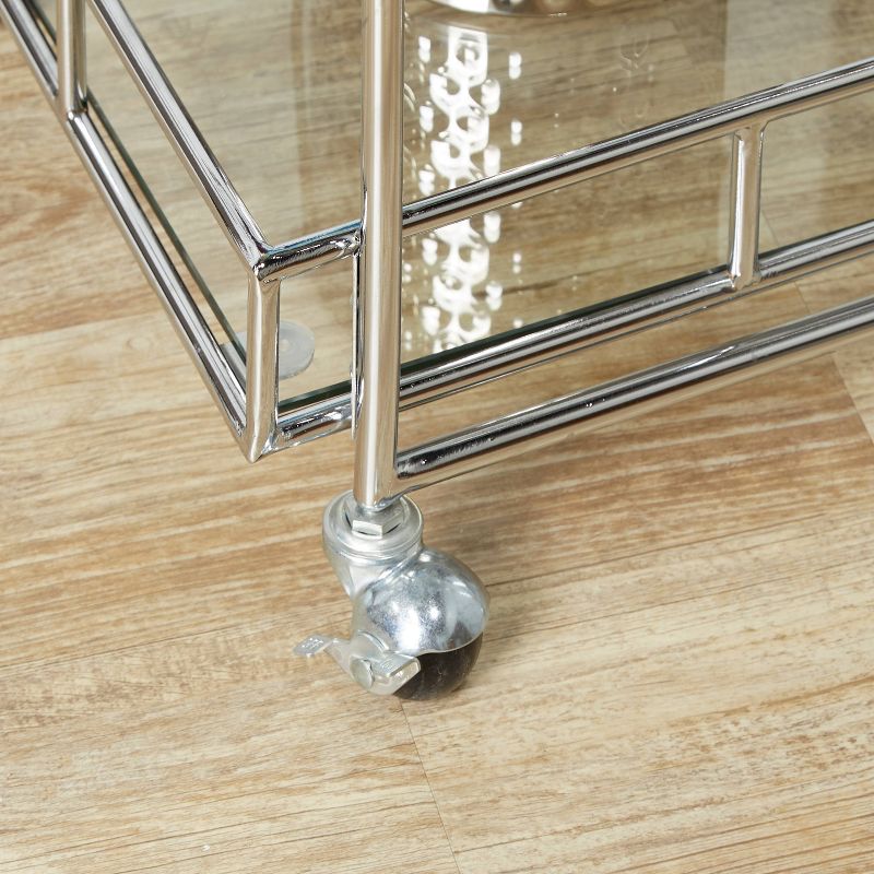 Square Metal and Glass Bar Serving Cart Black - Silverwood