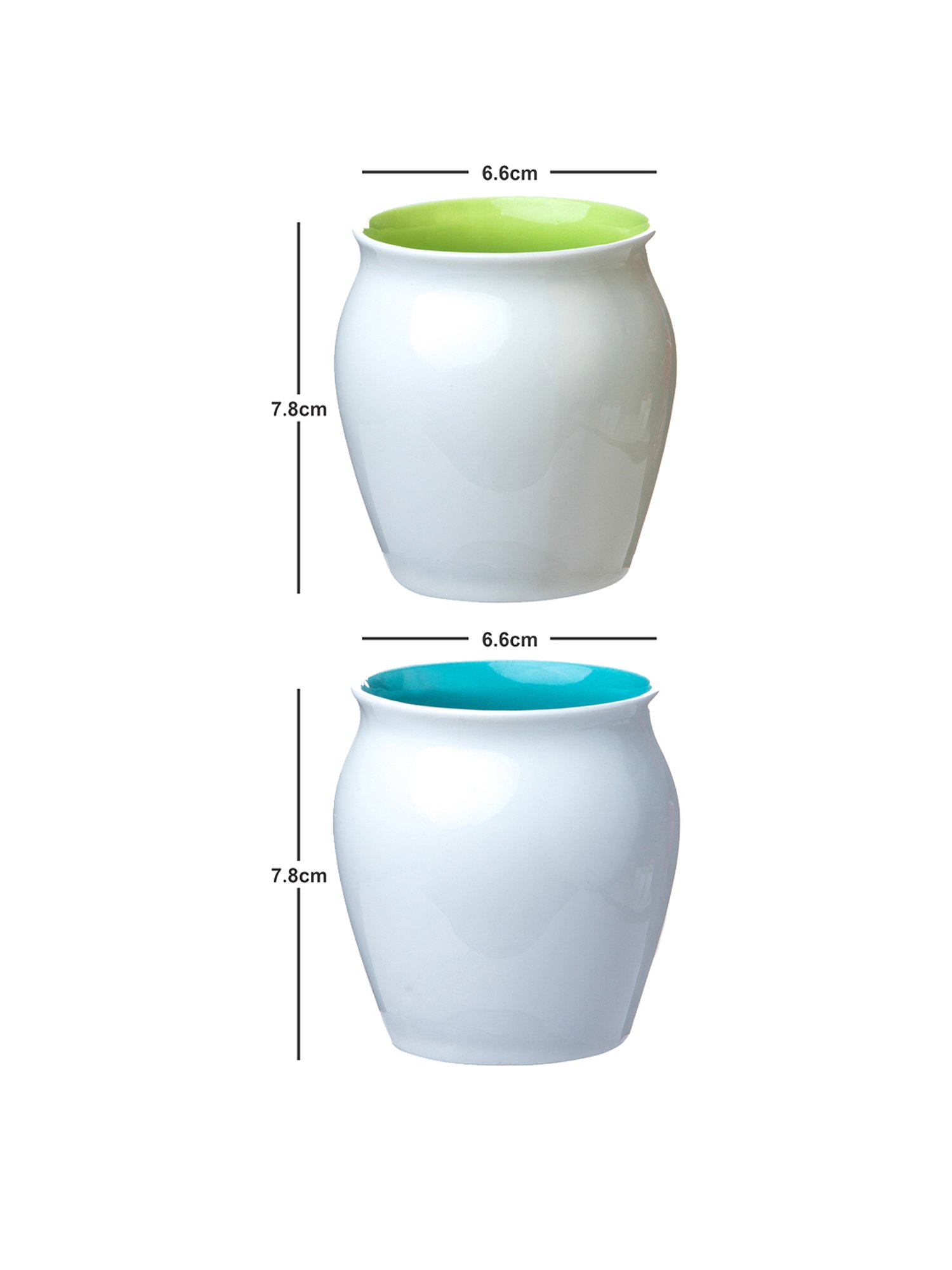 SONAKI Printed White Bone China Coffee Kulhad - Set of 6 (200ml)