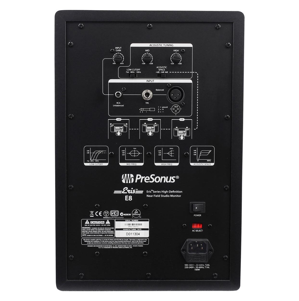 2 Presonus 8" Powered Active Studio Monitors+Pair Stands+Foam Isolation Pads