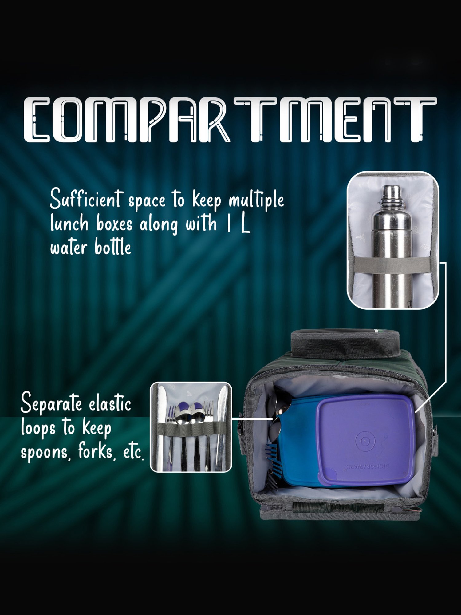 F Gear Ramen Spruce Grey Medium Lunch Bag